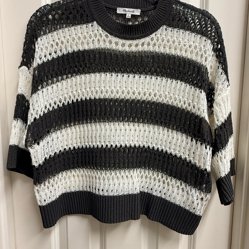Madewell Olive and Cream Striped Sweater